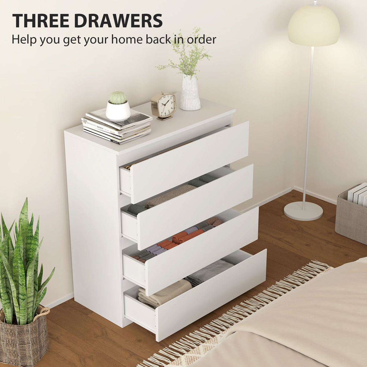 HOMCOM Chest of Four Drawers - White