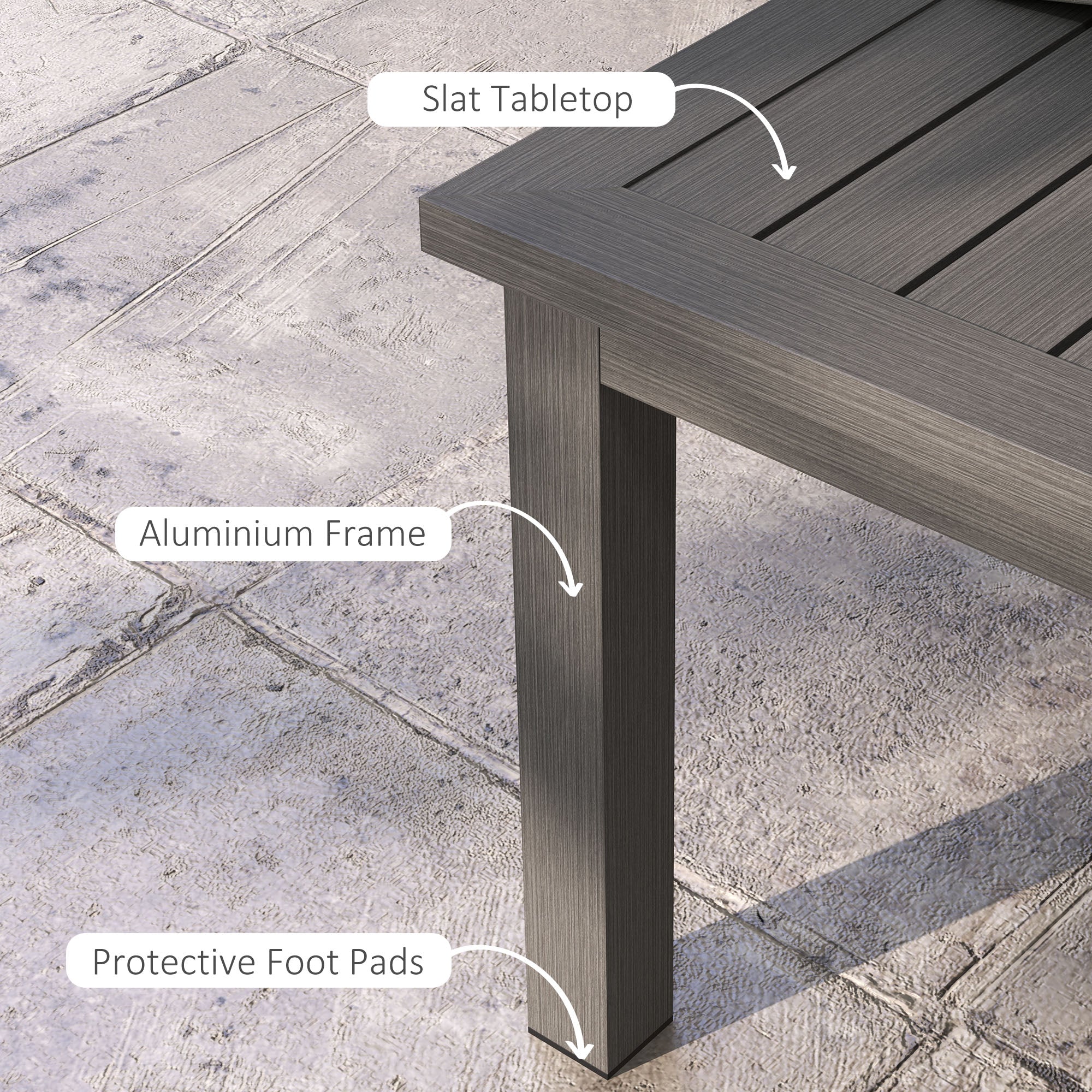 Outsunny 100cm x 60cm Aluminium Outdoor Coffee Table - Brown