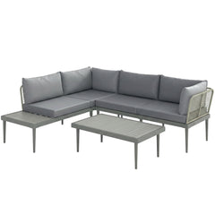Outsunny Thee-Piece 'L' Rattan Sofa Set - Grey