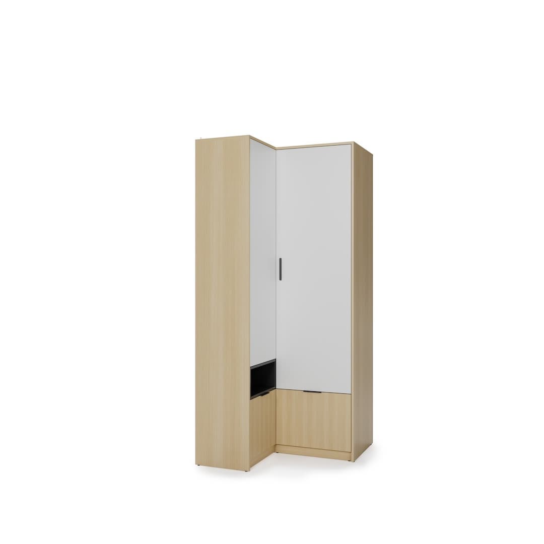 Kanu KN-01 Corner Wardrobe 102cm in White, image 4
