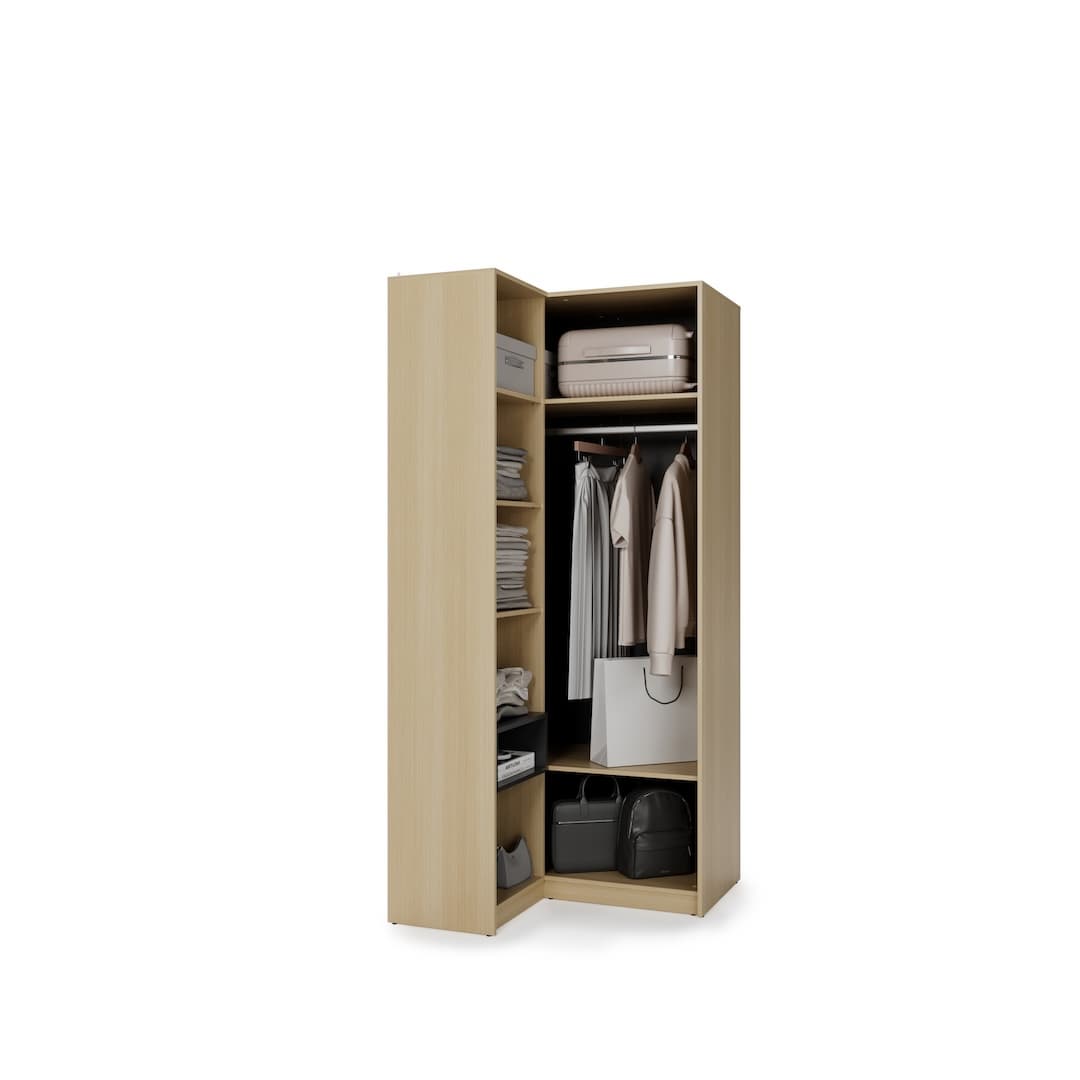 Kanu KN-01 Corner Wardrobe 102cm in White, image 5