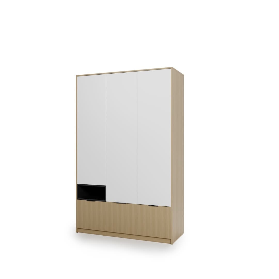 Kanu KN-03 Hinged Door Wardrobe 140cm in White, image 3