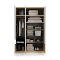 Kanu KN-03 Hinged Door Wardrobe 140cm in White, image 11