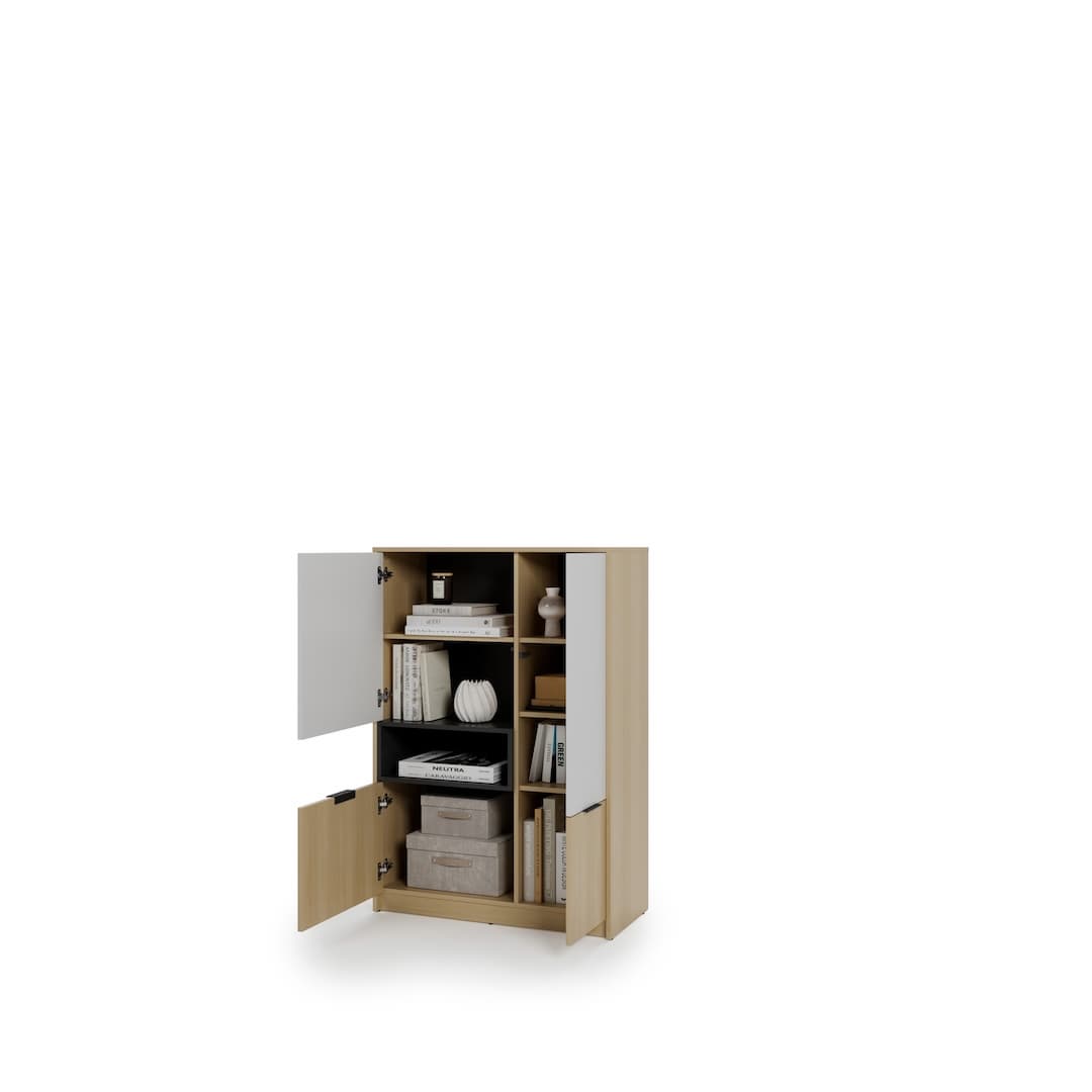 Kanu KN-06 Highboard Cabinet 90cm in White, image 3