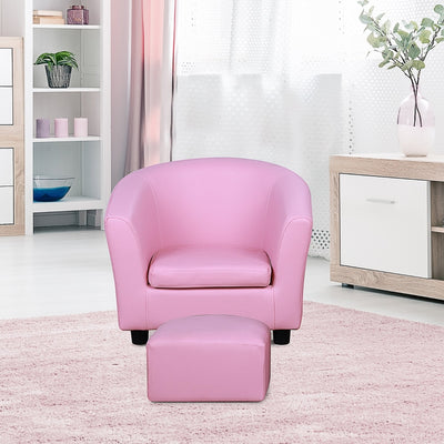 Kids Toddler Sofa Children's Armchair Footstool with Thick Padding, Anti-skid Foot Pads, 30 x 28 x 21cm, Pink