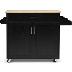Rolling Kitchen Storage Trolley with Adjustable Shelf and Drawer-Black