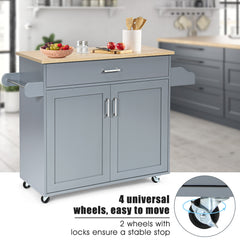 Rolling Kitchen Storage Trolley with Adjustable Shelf and Drawer-Grey