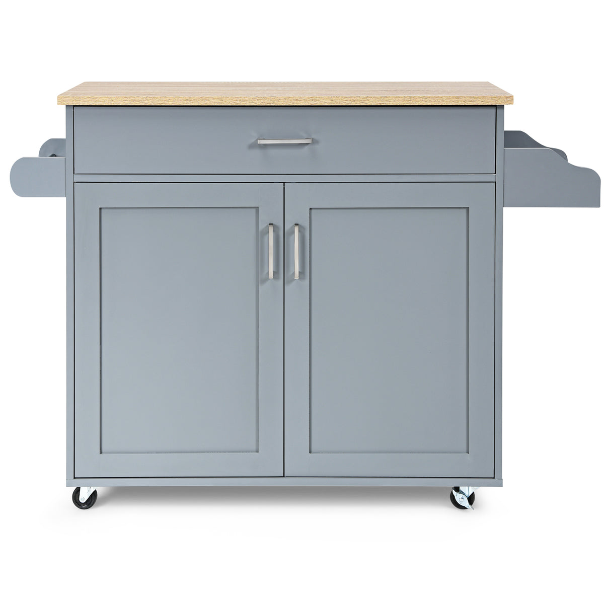 Rolling Kitchen Storage Trolley with Adjustable Shelf and Drawer-Grey