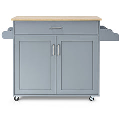 Rolling Kitchen Storage Trolley with Adjustable Shelf and Drawer-Grey