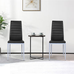 Set of 4 Armless Upholstered Dining Chairs with High Back-Black