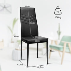 4 PCS Armless Side Chairs with Upholstered Cushion and Sturdy Metal Frame-Black