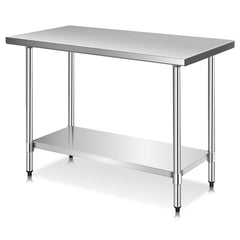 Kitchen Table with Height Adjustable Shelf and Adjustable Feet-61 x 122 cm