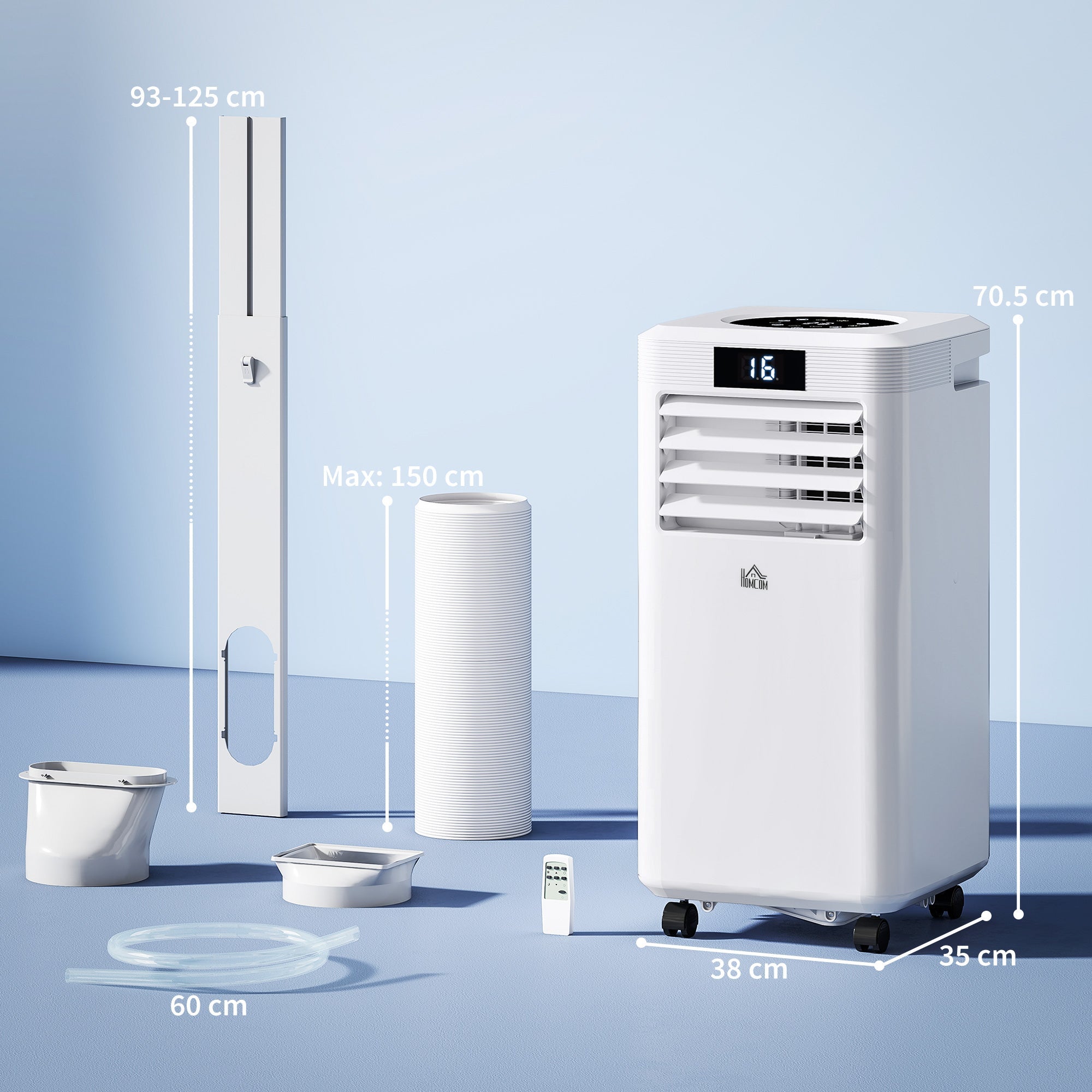 HOMCOM 10000 BTU Air Conditioning Unit, 3-in-1 Portable Air Conditioner, Dehumidifier, Cooling Fan with Remote Control, Digital Display, 2 Speeds, 24H Timer, Window Venting Kit, 22mÂ²