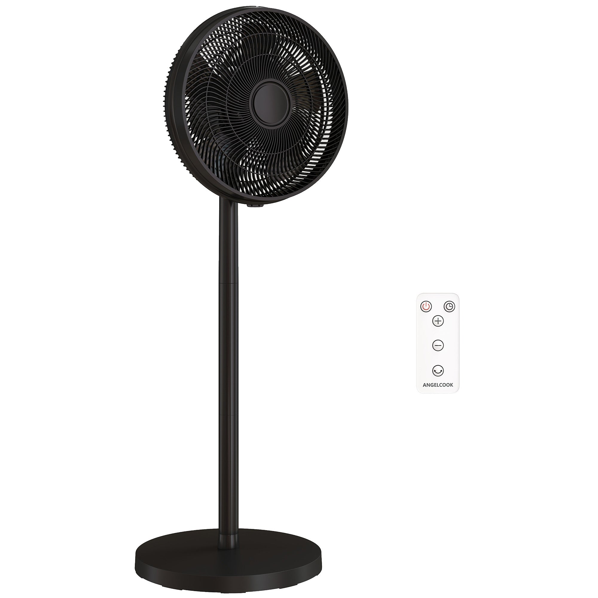 HOMCOM 40 cm Standing Fan, Cooling Floor Fan with 80Â° Oscillating, Adjustable Tilt and Height, 4 Speed, Remote Control, Black