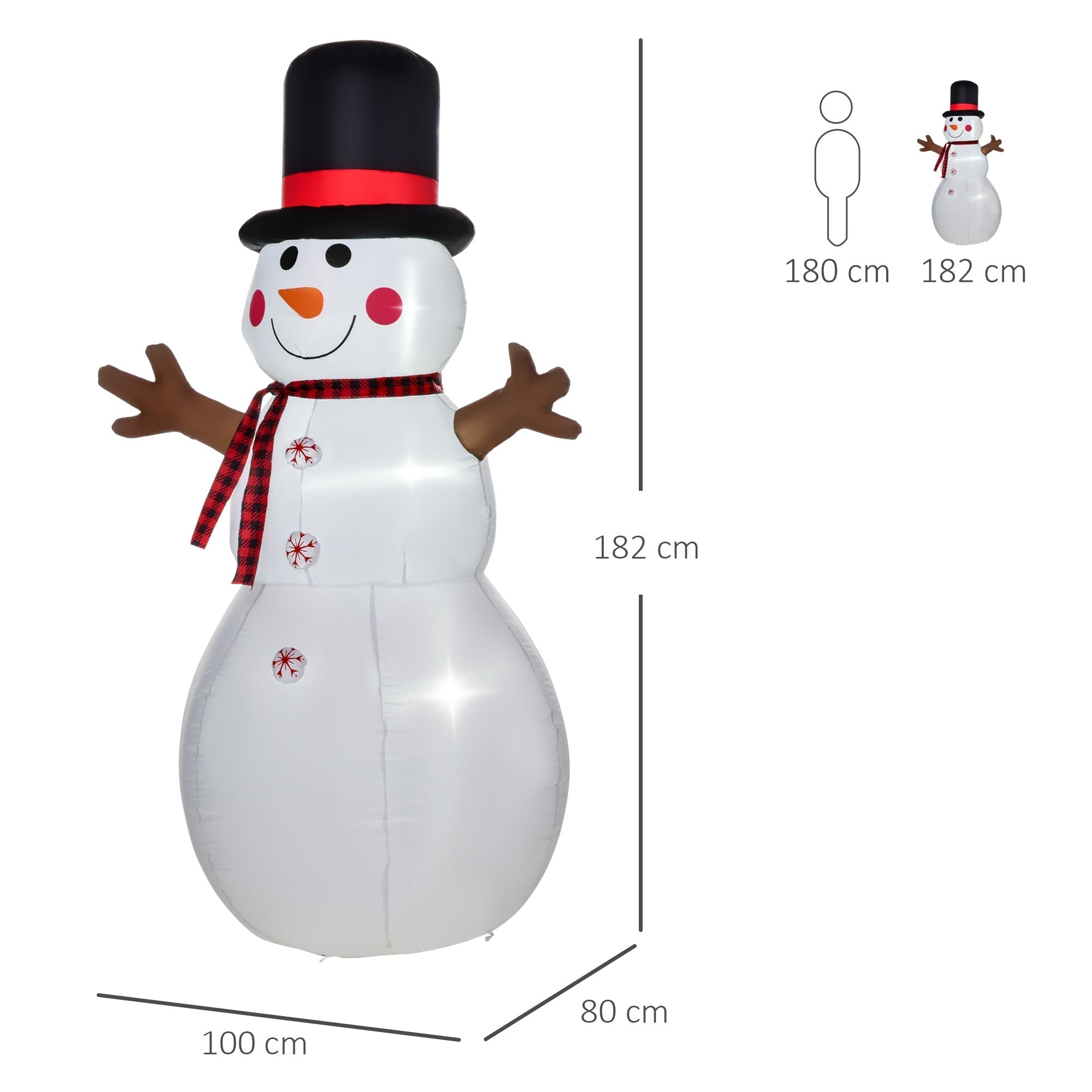 HOMCOM 6ft Giant Inflatable Snowman Christmas Decoration w/ LED Lights Accessories Cute Family Fun Seasonal Outdoor Indoor