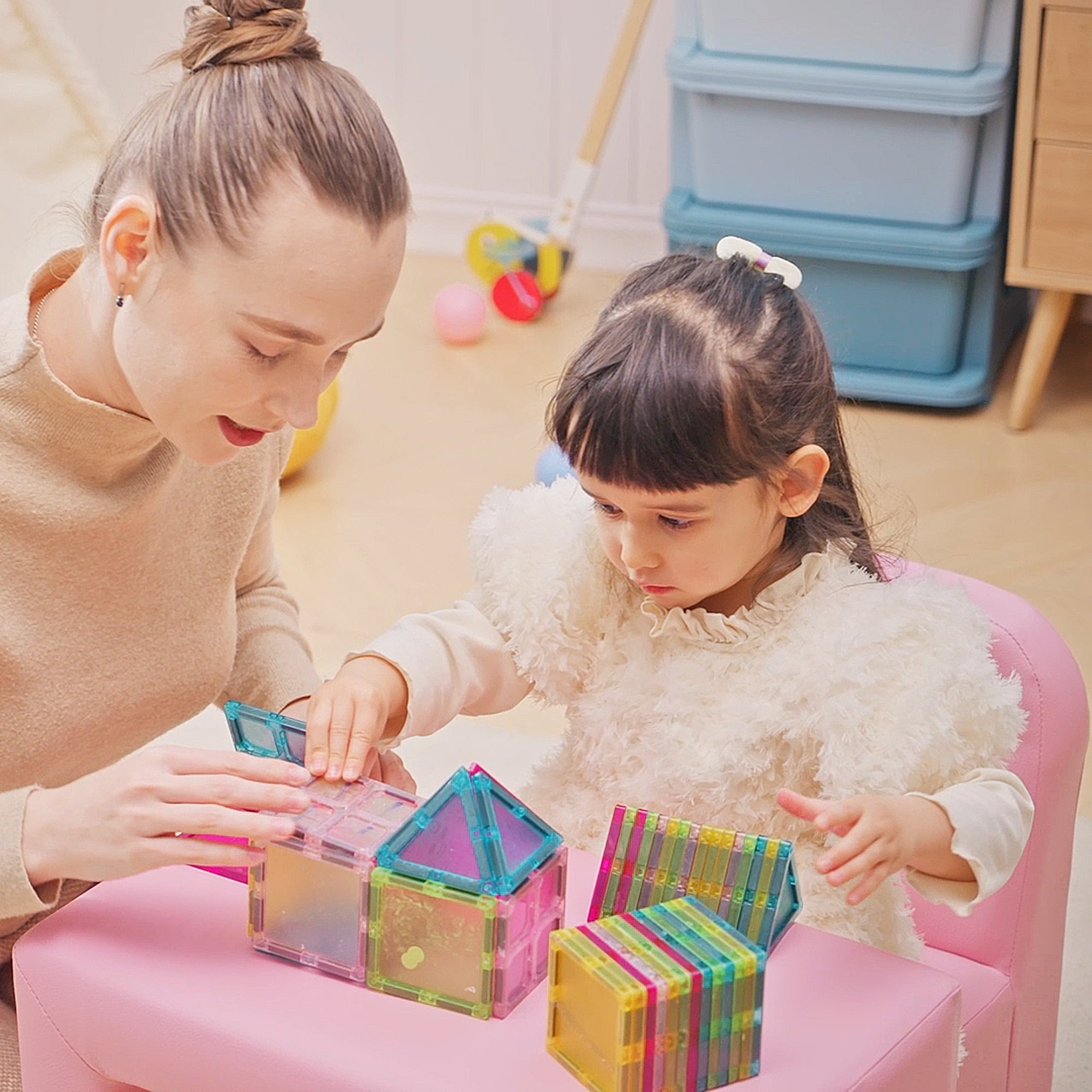 HOMCOM 2 In 1 Toddler Sofa Chair, 48 x 44 x 41 cm, for Game Relax Playroom, Pink