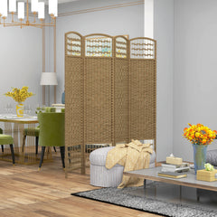 HOMCOM 4 Panel Folding Room Divider, Privacy Screen, Paravent Partition Separator for Living Room, Bedroom, Natural