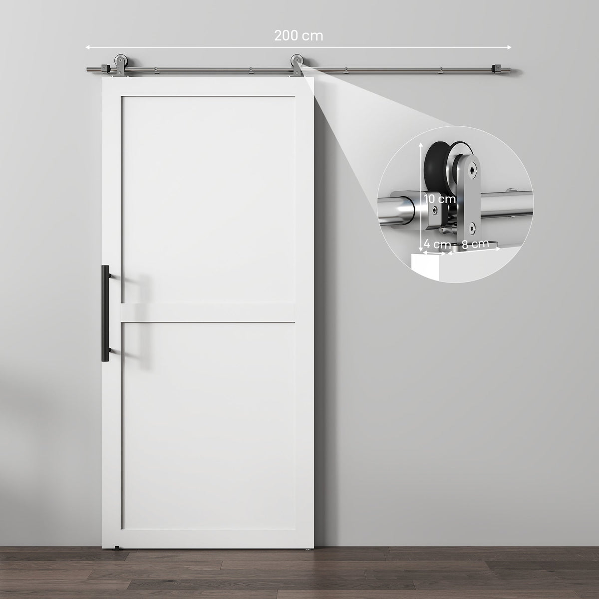 HOMCOM Sliding Door Hardware Kit Smooth Quiet 304 Stainless Steel