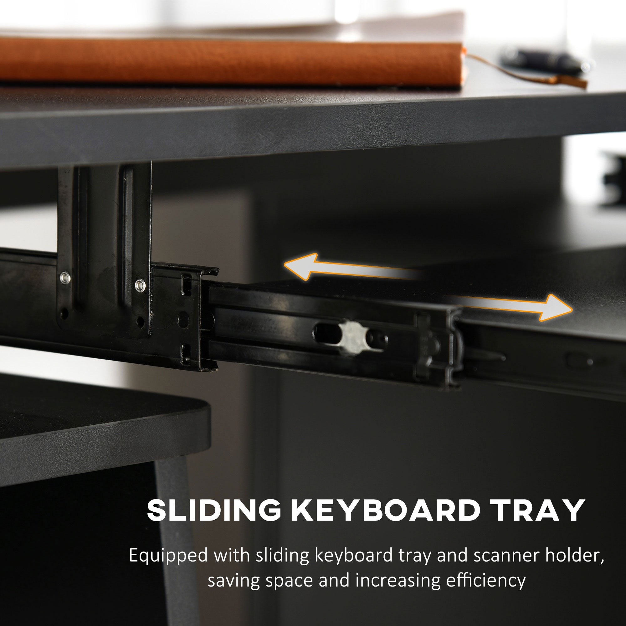 HOMCOM Computer Desk Office PC Table Workstation with Keyboard Tray, CPU Shelf, Drawers, Sliding Scanner Shelf, Black