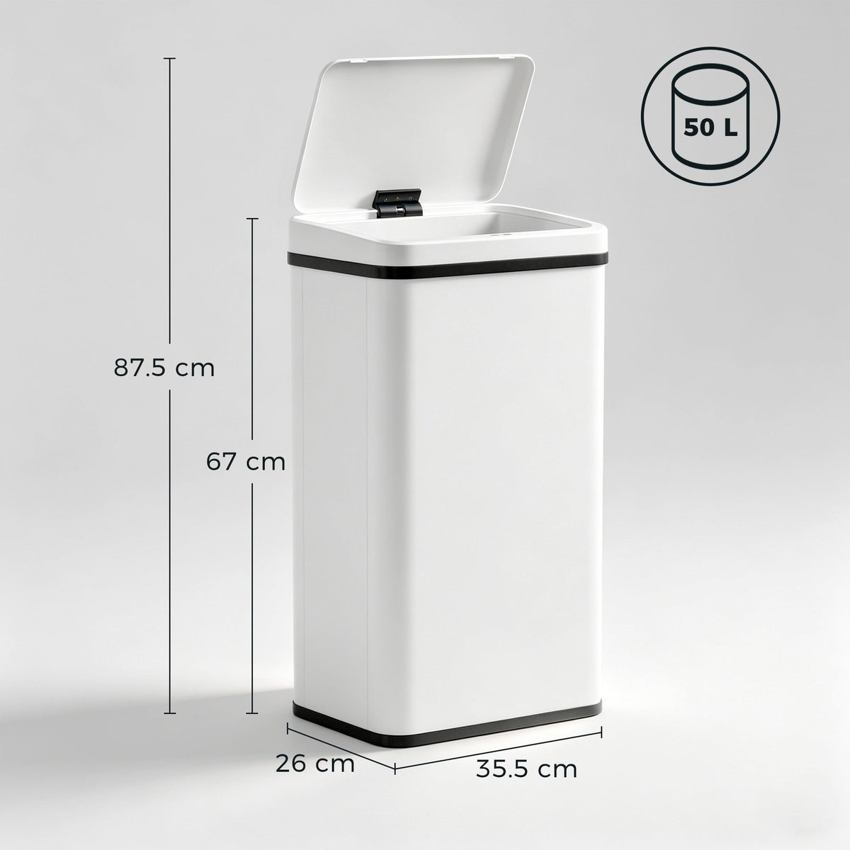 HOMCOM 50L Sensor Bin with Soft-Close Lid, Stainless Steel Automatic Touchless Motion Sensor Kitchen Bin, White