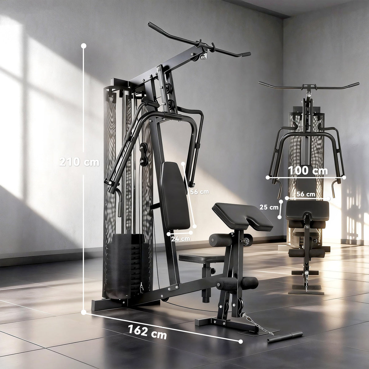 SPORTNOW Multi Gym with Adjustable Seat and Back, All in One Home Gym Machine with 45kg Weight Stack for Full Body Strength