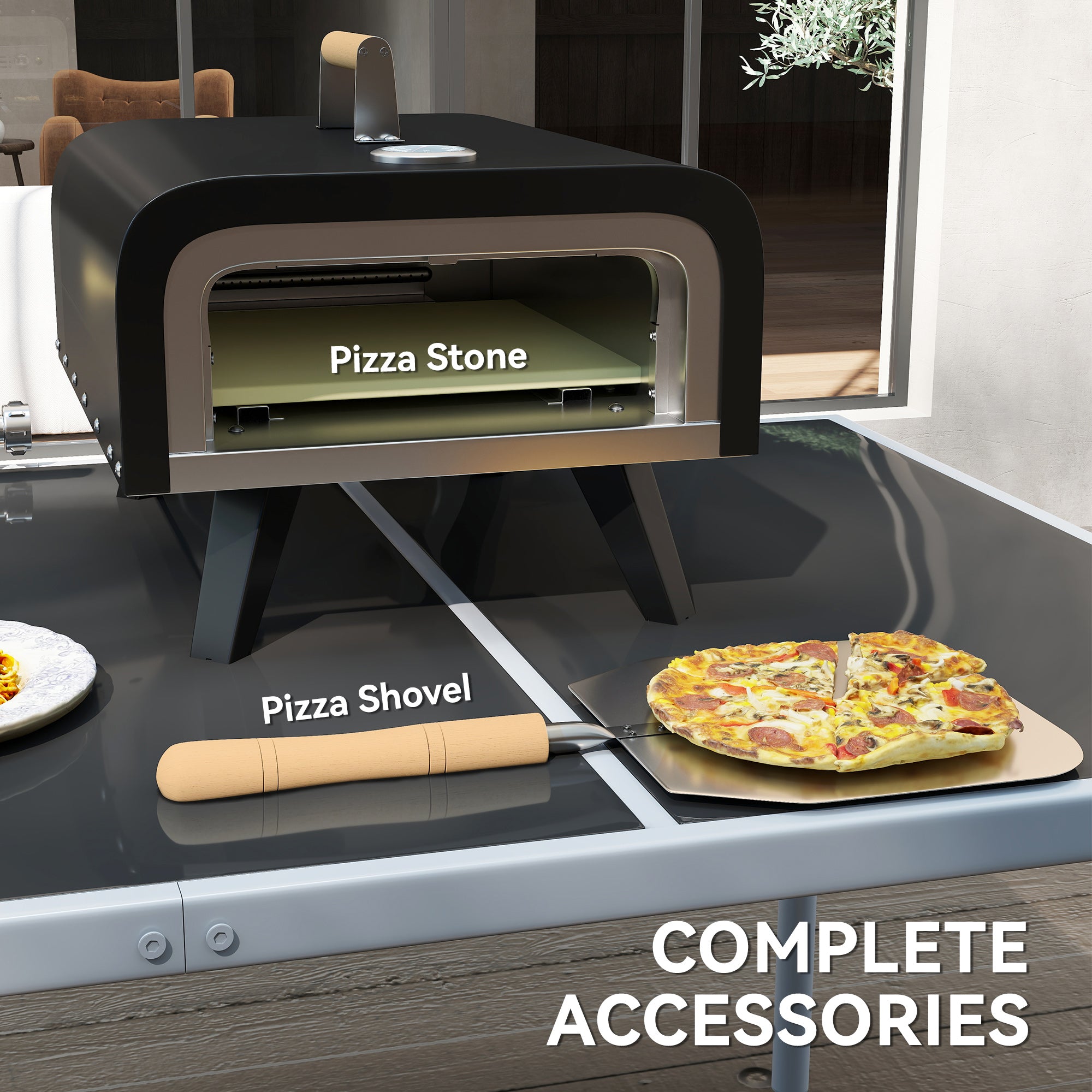 Outsunny Gas Powered 12" Pizza Oven - Black
