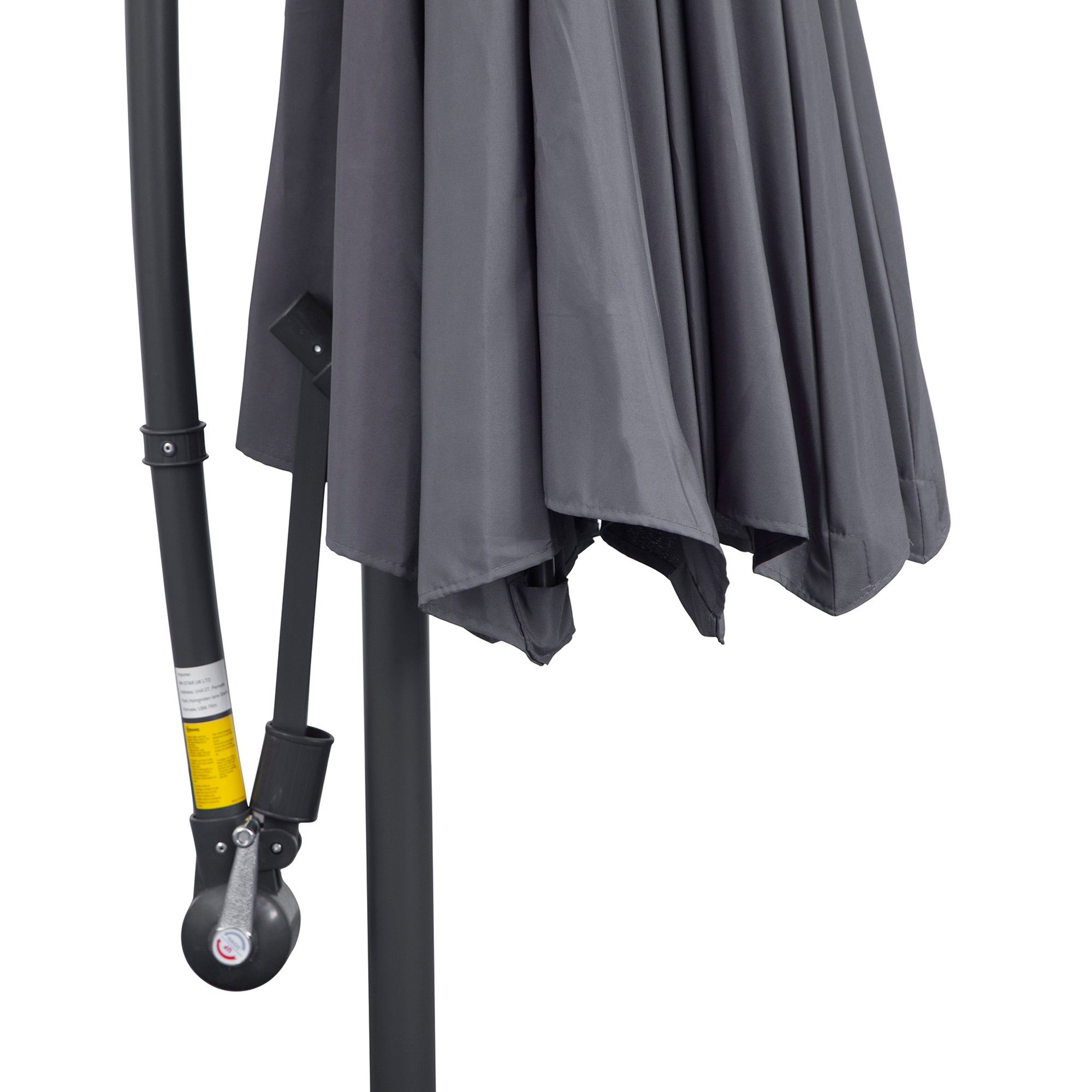 Outsunny 3(m) Garden Parasol Sun Shade Patio Banana Hanging Umbrella Cantilever with Crank Handle and Cross Base Grey