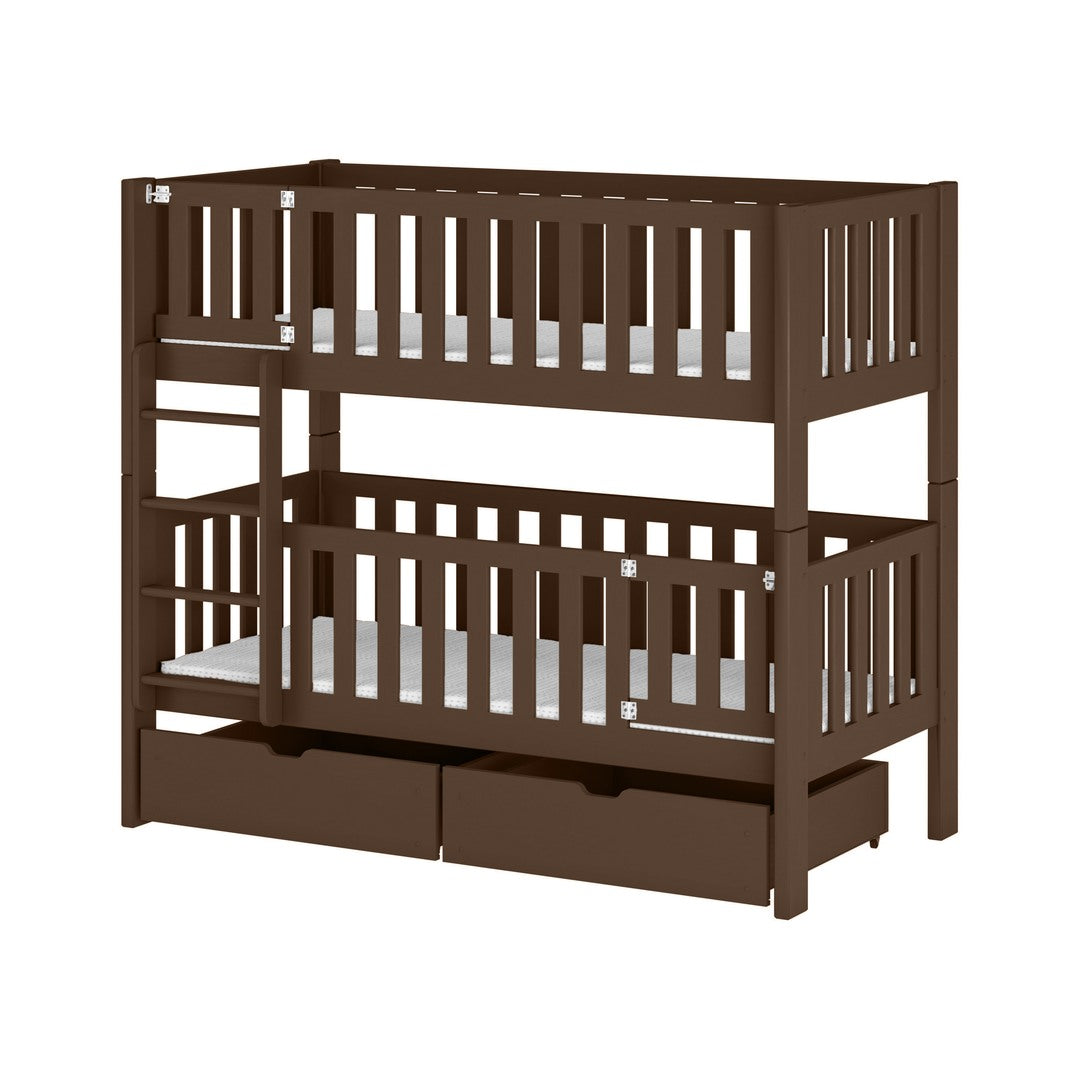 Wooden Bunk Bed Ksawery With Drawers in Dark Chocolate, image 14