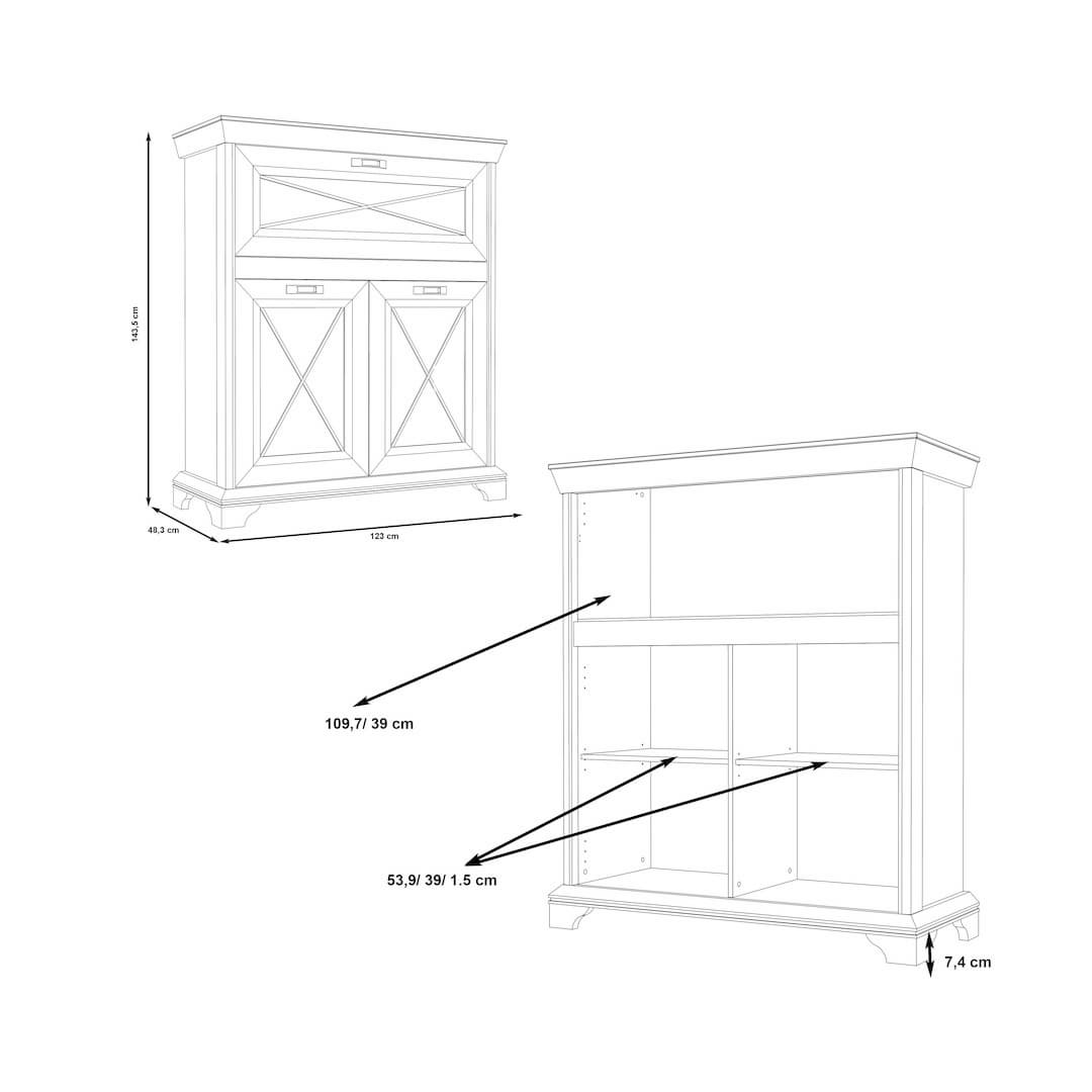 Kashmir Highboard Cabinet 123cm in White, image 6
