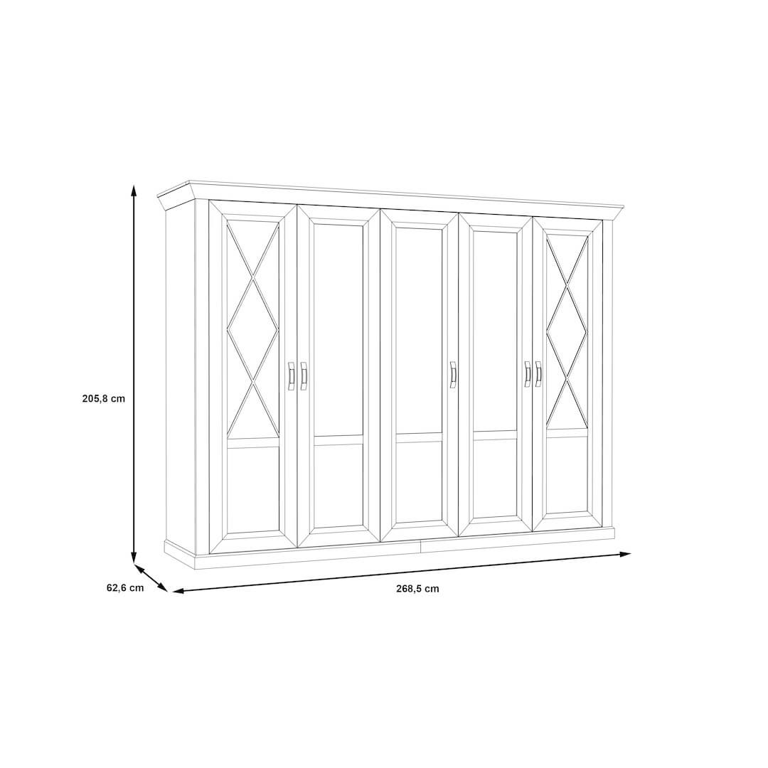 Kashmir Hinged Door Wardrobe 268cm in White, image 5