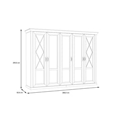Kashmir Hinged Door Wardrobe 268cm in White, image 5