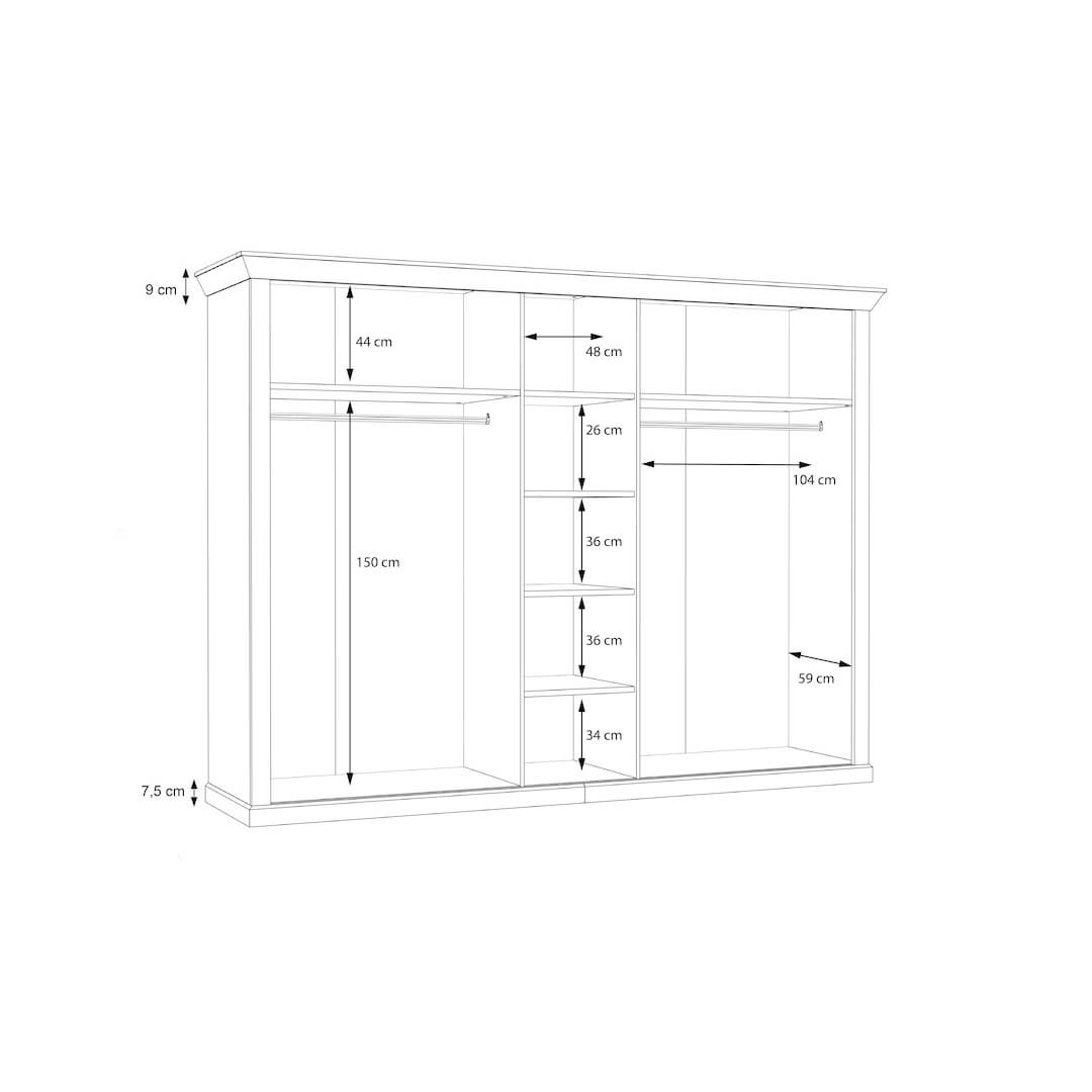 Kashmir Hinged Door Wardrobe 268cm in White, image 6