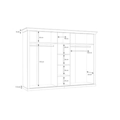 Kashmir Hinged Door Wardrobe 268cm in White, image 6
