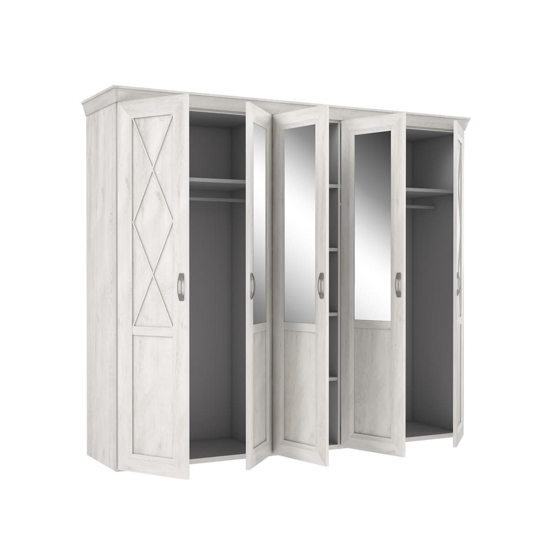 Kashmir Hinged Door Wardrobe 255cm in White, image 3