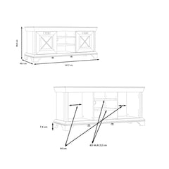 Kashmir TV Cabinet 147cm in White, image 8