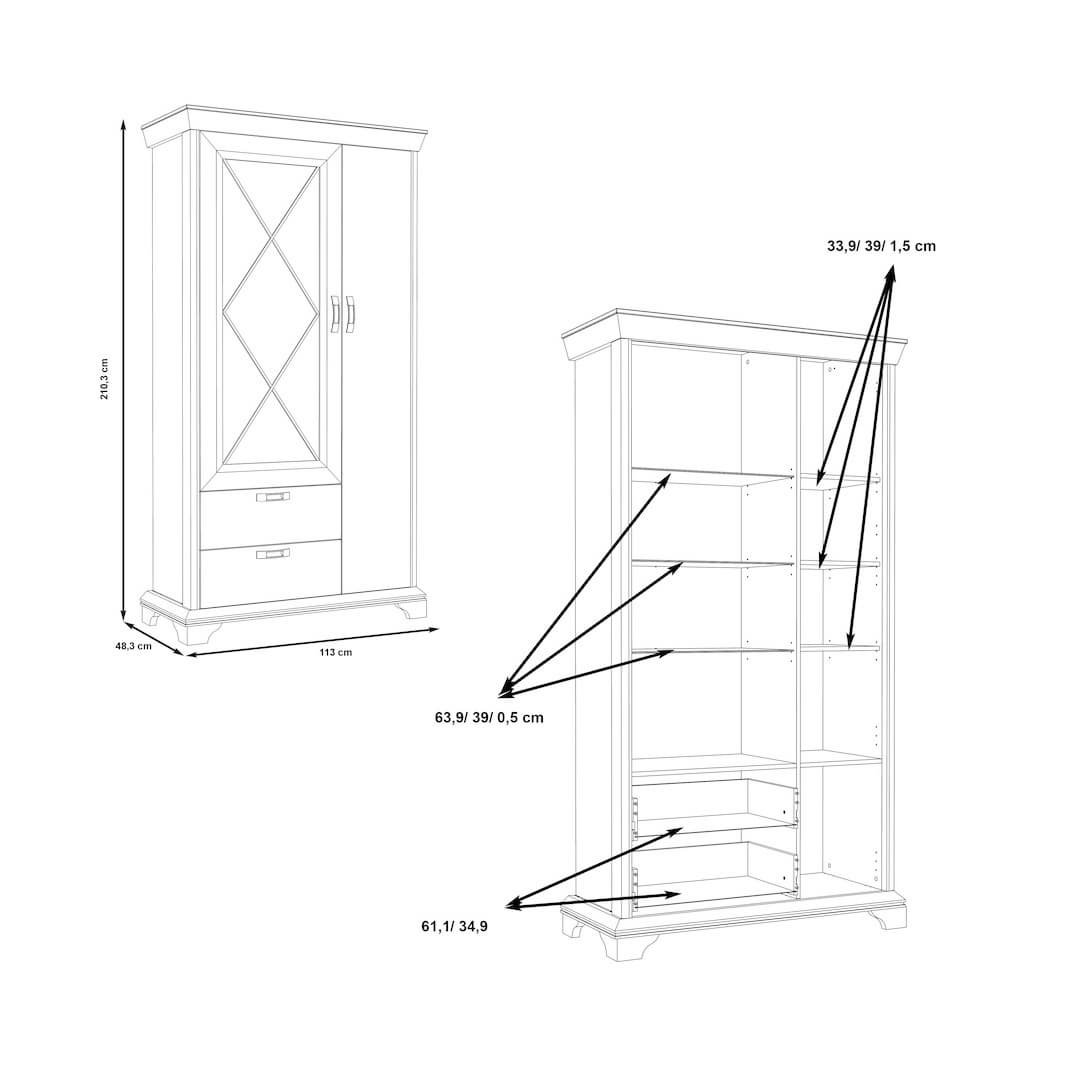 Kashmir Tall Display Cabinet 113cm in White, image 7
