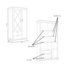 Kashmir Tall Display Cabinet 113cm in White, image 7