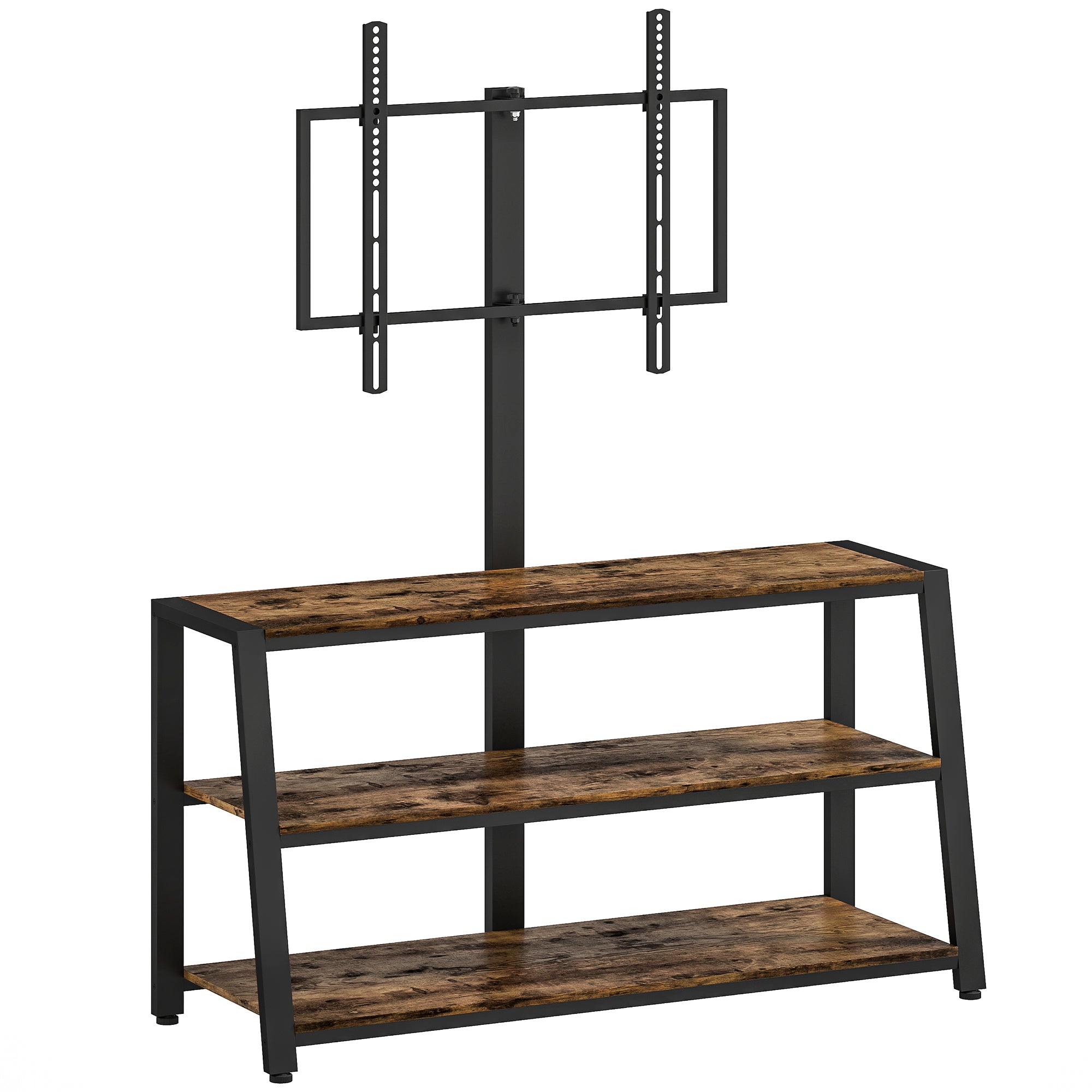 HOMCOM Industrial-Style TV Stand, with 35√Ç¬∞ Swivel Bracket - Dark Brown