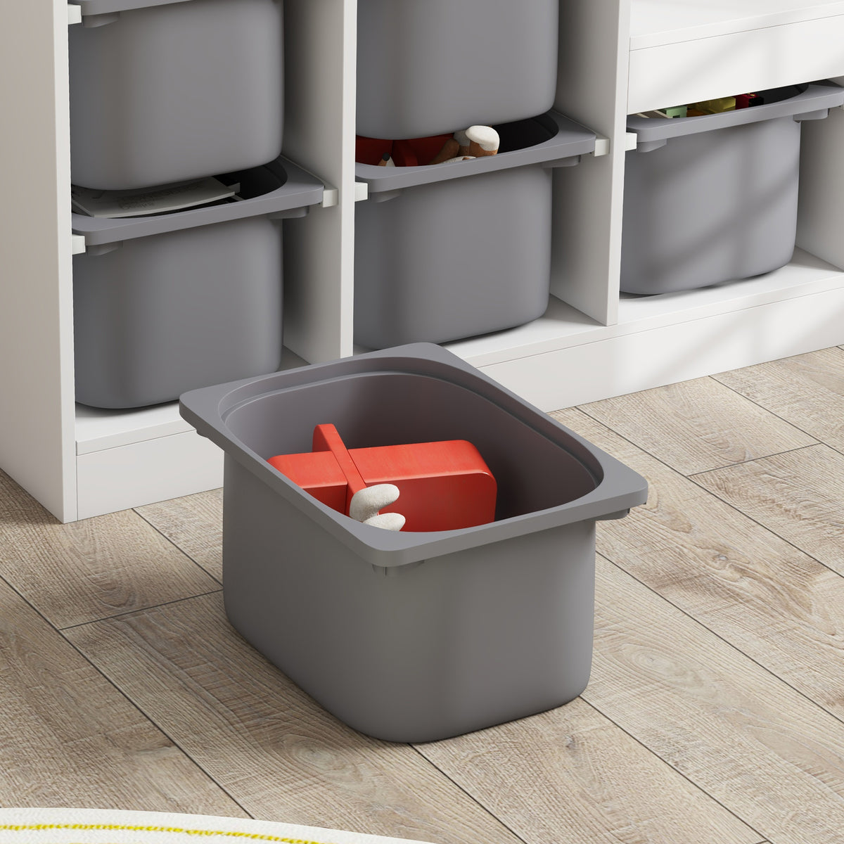 AIYAPLAY Toy Storage Organiser, Three-Layer Kids Toy Storage Units, with Removable Bins, for Ages 3-8 Years, Grey
