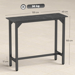 HOMCOM Rectangular Bar Table, Marble Effect Pub Coffee Table for Small Space, Breakfast Dining, Black Marble Effect