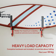 HOMCOM Kayak Canoe Heavy Duty Wall Mounted Storage Holder Rack Heavy Duty Storing Hangers Red