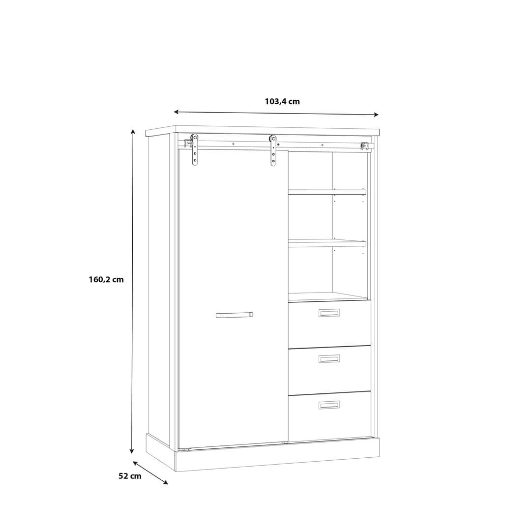 Kaszimiro Highboard Cabinet 103cm in Oak Waterford, image 8