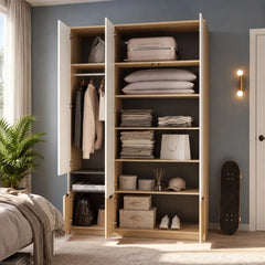 Kanu KN-03 Hinged Door Wardrobe 140cm in White, image 2