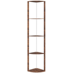 HOMCOM RGB Standing Lamp with Shelves, 4-Tier LED Floor Lamp with Multiple Lighting Modes, Rustic Brown