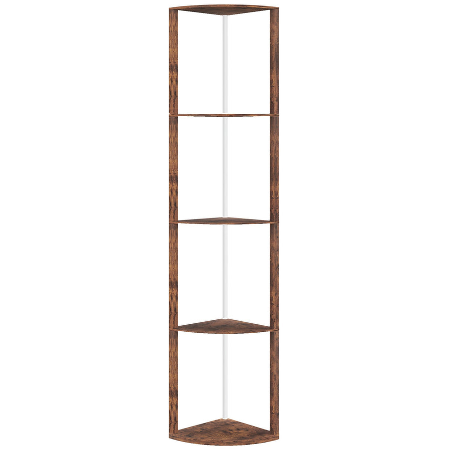 HOMCOM RGB Standing Lamp with Shelves, 4-Tier LED Floor Lamp with Multiple Lighting Modes, Rustic Brown