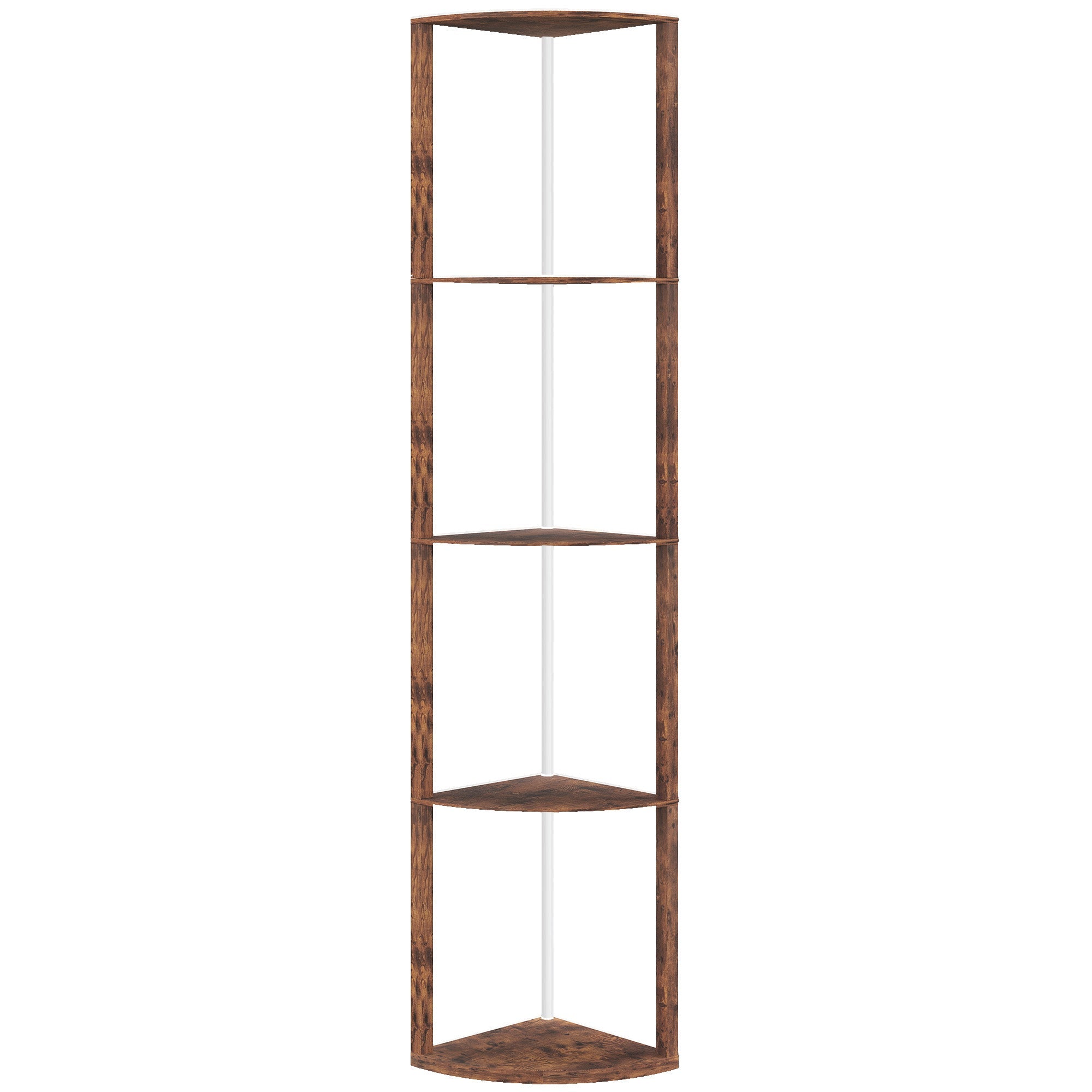 HOMCOM RGB Standing Lamp with Shelves, 4-Tier LED Floor Lamp with Multiple Lighting Modes, Rustic Brown