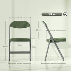 HOMCOM Set of Four Folding Corduroy Seat Chairs - Green