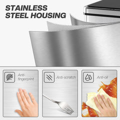 HOMCOM 50L Sensor Bin with Soft-Close Lid, Stainless Steel Automatic Touchless Motion Sensor Kitchen Bin, Silver Tone