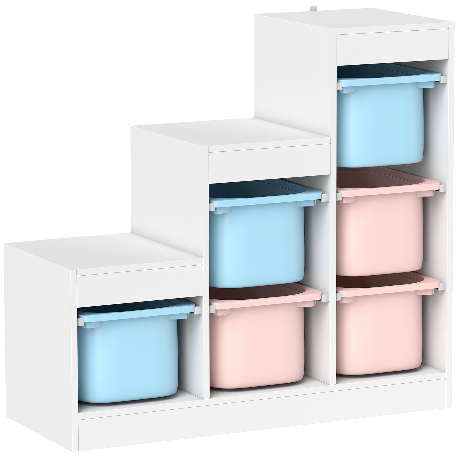 AIYAPLAY Toy Storage Organiser, Three-Layer Kids Toy Storage Units, with Removable Bins, for Ages 3-8 Years, Multi-colour