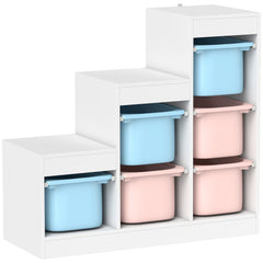 AIYAPLAY Toy Storage Organiser, Three-Layer Kids Toy Storage Units, with Removable Bins, for Ages 3-8 Years, Multi-colour